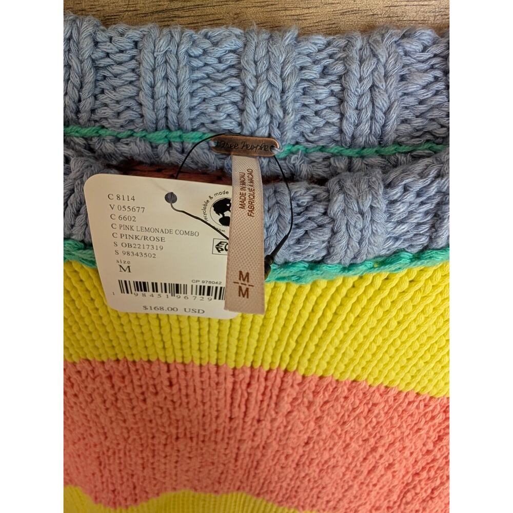 Free People Sweater Womens M Multicolor Beach Ball Chic Pullover Oversized NWT - Picture 3 of 5